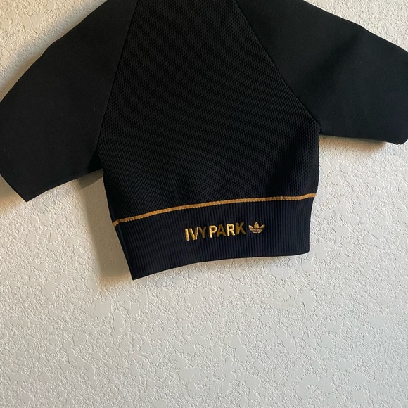 IVY PARK ADIDAS CROPPED KNIT BLACK MESA CORSET STYLE BACK LOGO RETRO Y2K TOP S - Picture 8 of 12
